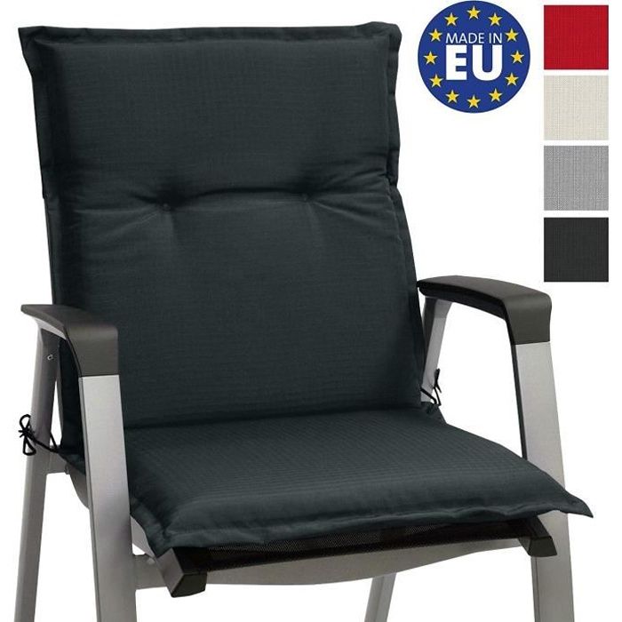 beautissu matelas coussin pour chaise fauteuil de jardin terrasse base nl 100x50x6cm - gris graphite