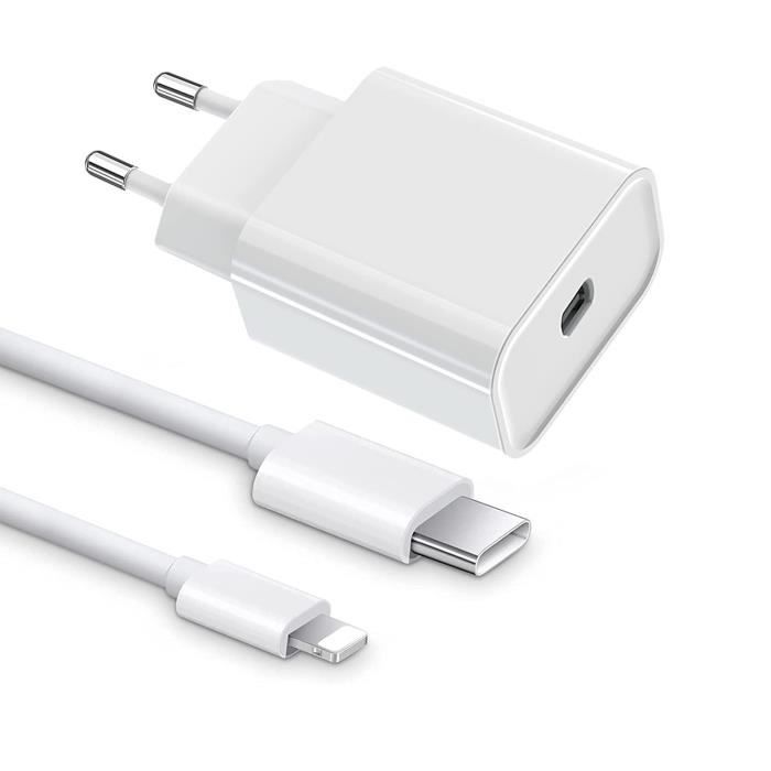 Chargeur Cable USB?C+ Adaptateur 20W Rapide Pour iPhone 13/12/11/XR/Xs/Max/8/7