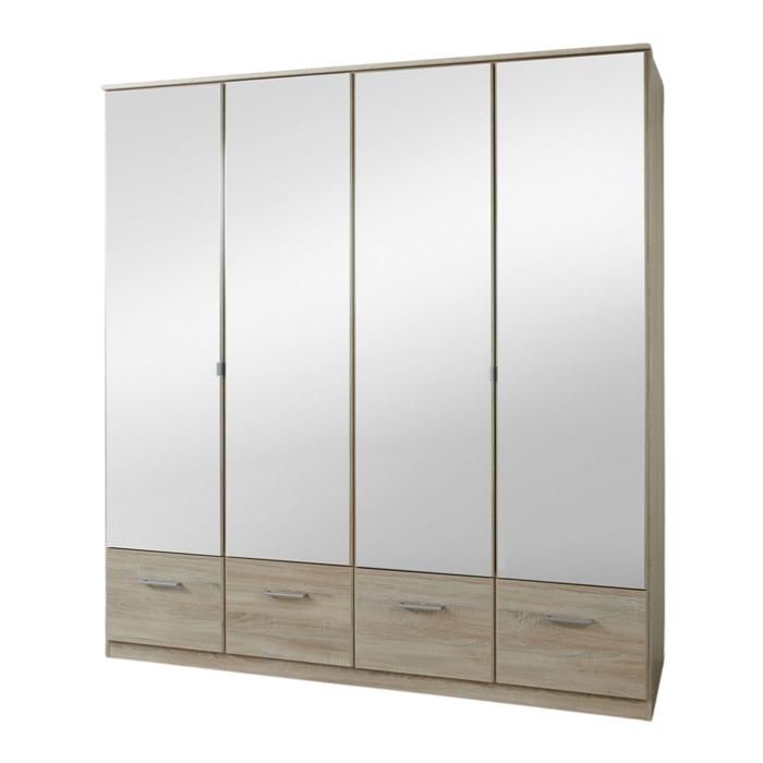 Armoire 4 portes miroir et 4 tiroirs L179 cm 179 cm X 58 cm X 199
