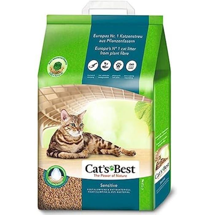 Litière pour chat - Cats Best - Sensitive - 100% végétale - Antibactérienne - 7 2 kg Litière pour chat - Cats Best - Sensitive - 100% végétale - Antibactérienne - 7 2 kg