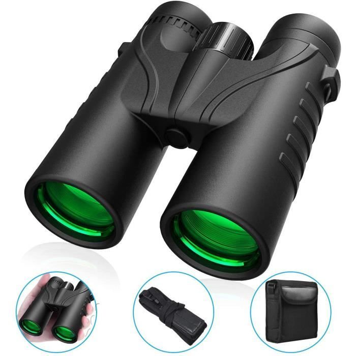 ZGJYSP 12X42 Jumelles HD Haute Puissance Bak-4 Prisme Multicouche Revêtement Vert Télescope Portable Randonnée en Plein Air Camping,pour intérieur/extérieur