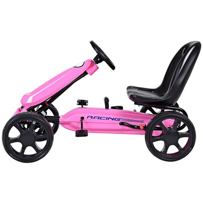 Costway voiture à pédales pour enfants, rose, go-kart enfants avec frein et  embrayage siège réglable - Conforama