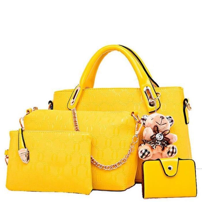 Sac à main jaune cuir Sac Femme De Marque De Luxe En Cuir ...