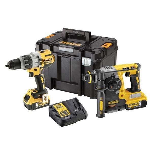 Kit 2 Outils - DEWALT - DCK229P2T - Perceuse Visseuse et Perforateur - 18V - 5Ah Li-Ion
