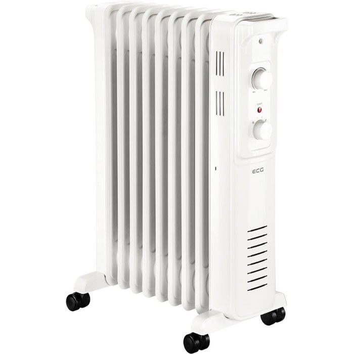 Radiateur à Bain D'huile Mobile 1000 W Voltman - Thermostat Réglable, 3-5 Niveaux, Roulettes, Silencieux - Blanc, Design Compact Pour Pièce De Vie