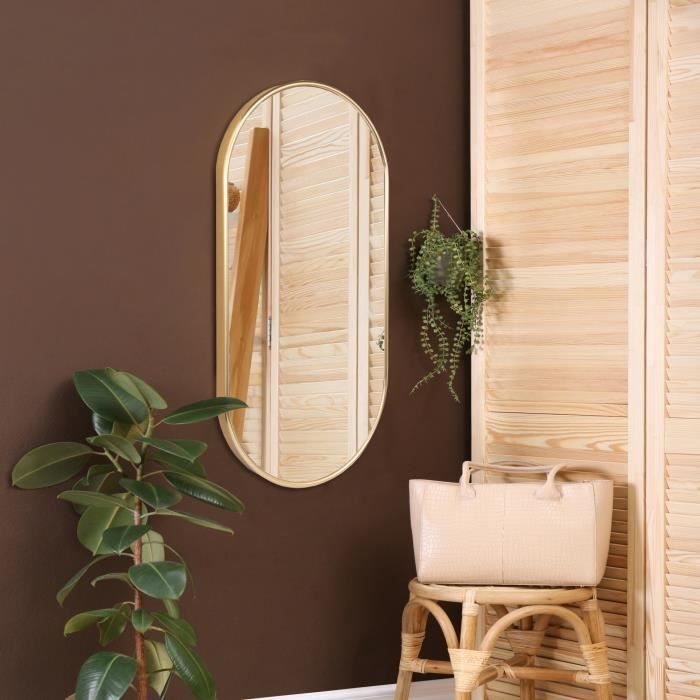 Miroir mural Picciano ovale 40 x 80 cm doré