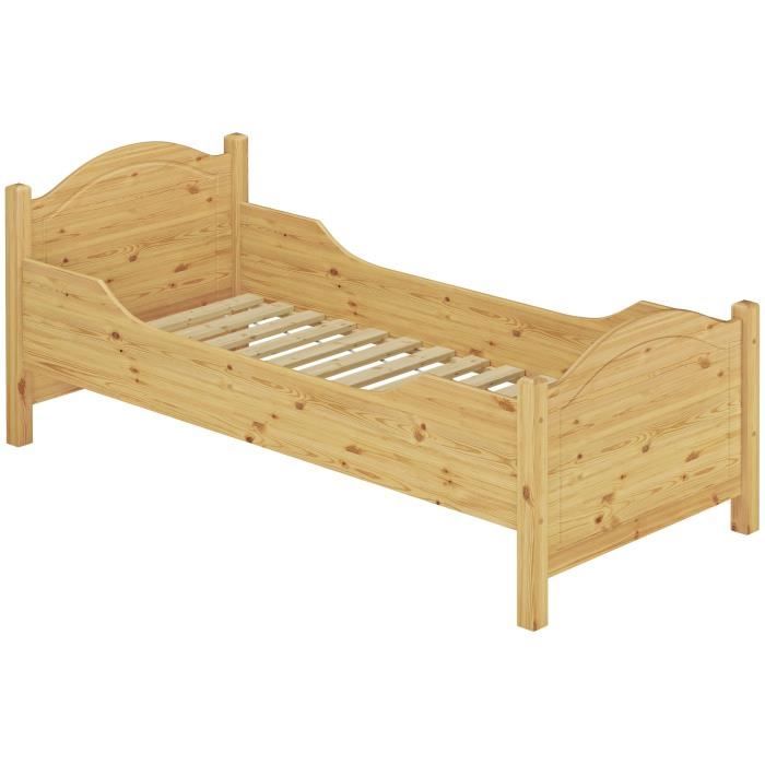 Lit simple extra haut et extra long pin massif 90x220 pour des personnes âgées sommier 60.40-09-220 Lit simple extra haut et extra long pin massif 90x220 pour des personnes âgées sommier 60.40-09-220