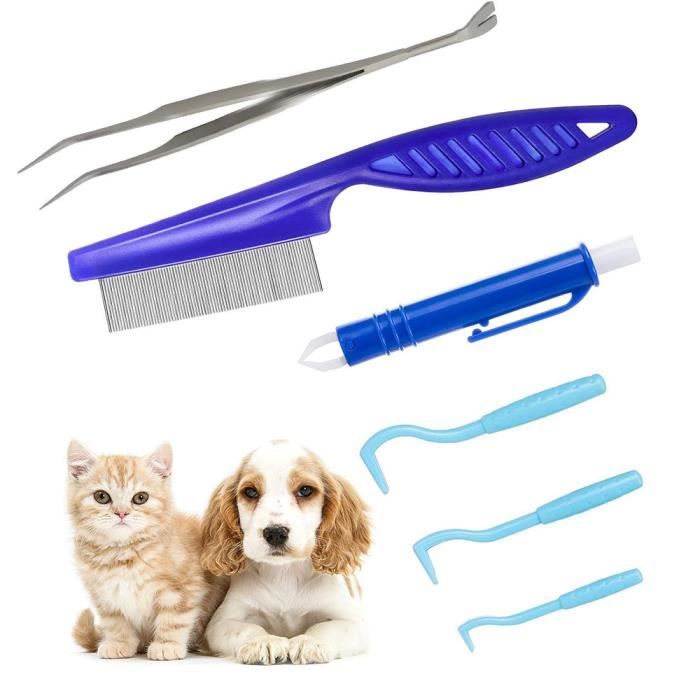 Meilleurs prix pour 7pcs Pince à Tiques,Ensemble de Crochet pour Tiques,Tick Remover Tool Set, Pet Outil De Nettoyage pour Chien,Chat