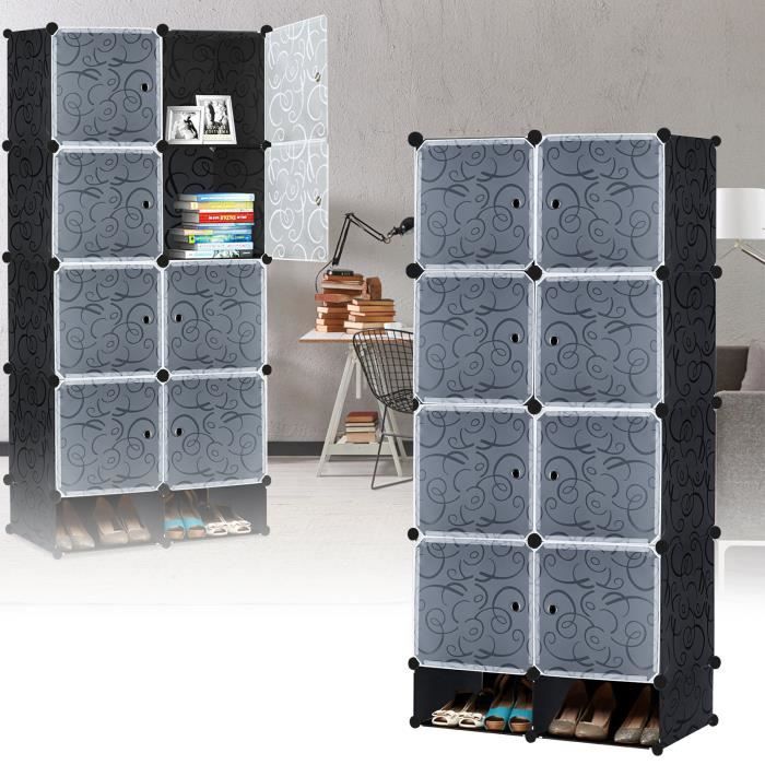 HENGMEI Armoire de rangement 8 boîtes avec porte DIY Étagère Système