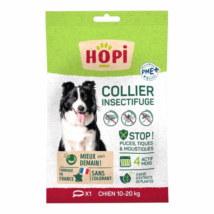 Meilleurs prix pour HOPI Collier Anti Puces pour Chien et Chiot de 10 à 20 kg - Taille 60 cm - 4 mois de Protection efficace - Fabriqué en France