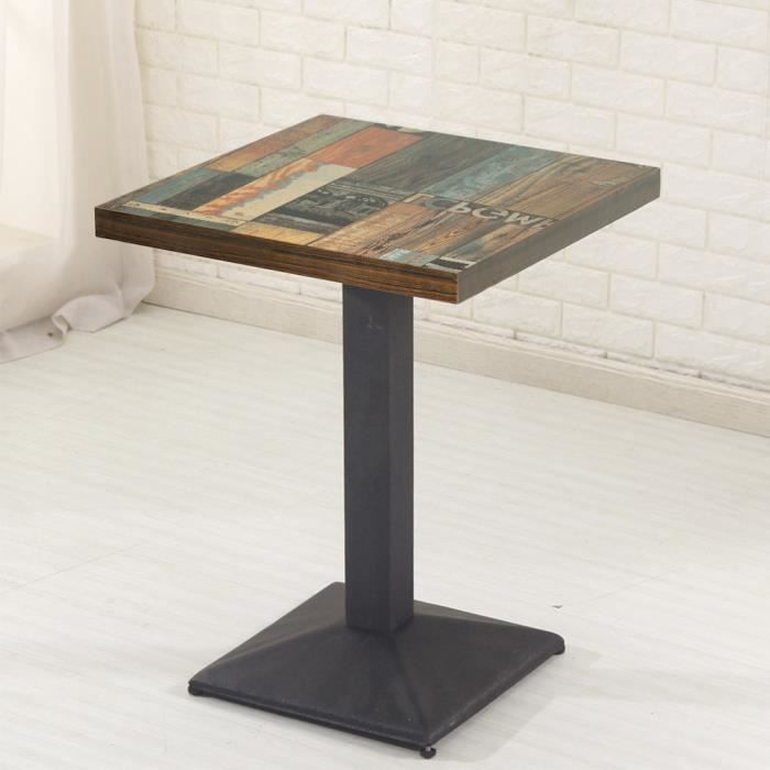 Table de Bistro HUOLE - Meuble de Cuisine - Carré 60x60x75cm - Marron