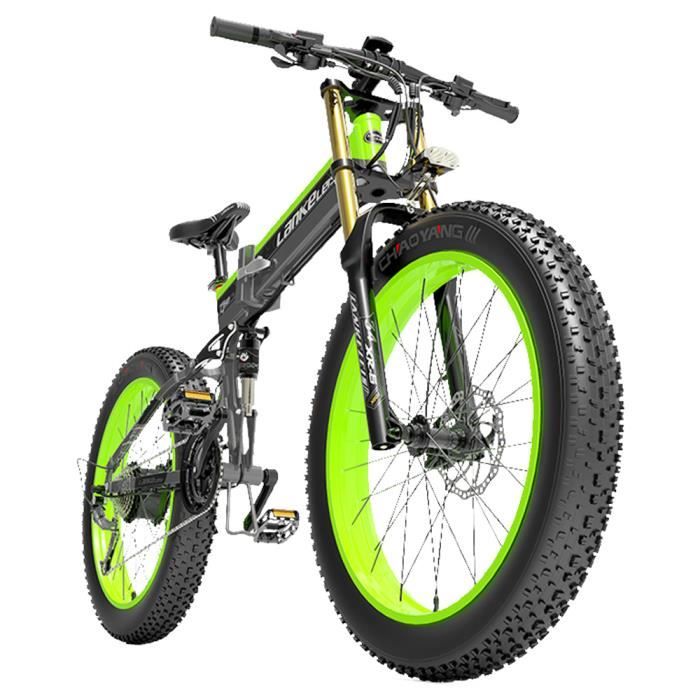 LANKELEISI T750 Plus Big Fork Vélo électrique 48V 1000W Moteur 17.5Ah Batterie 26 * 4.0 '' Gros Pneu - Vert