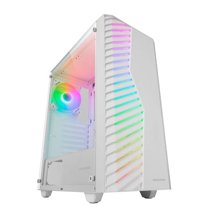 MARSGAMING MC-Volt Boîtier Gaming ATX Ventilateur ARGB 120mm Grille Frontale ARGB Fenêtre Latérale en Verre Trempé Gestion de