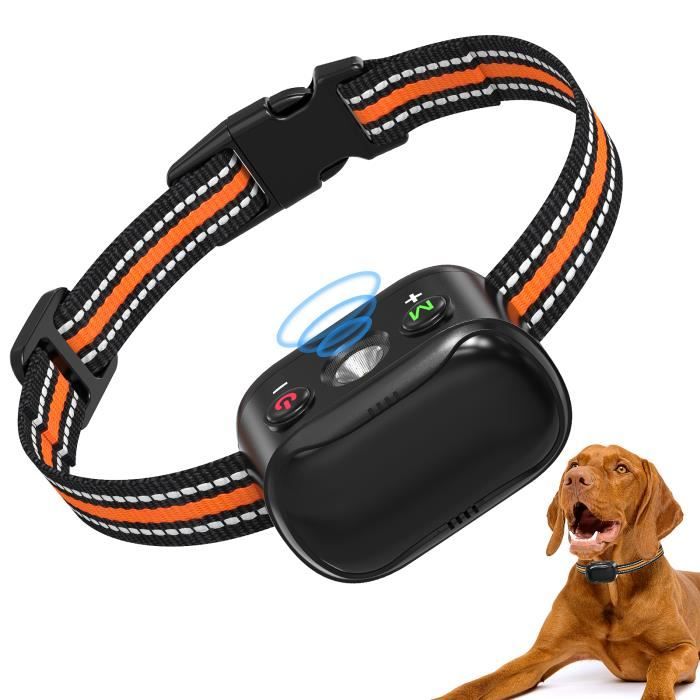 Comparer les prix de Collier Anti-Aboiement Ultrasonique - MASBRILL - Orange - 2 Modes - 7 Niveaux de Sensibilité - Étanche IP67