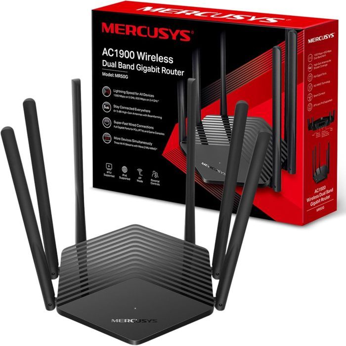 Routeur WiFI Bi-Bande AC1900Mbps – MERCUSYS MR50G – 6 antennes externes – 2 Ports LAN Gigabit + 1 Port WAN Gigabit