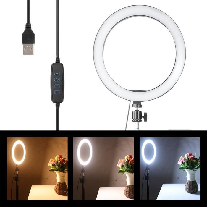 Lampe Annulaire Selfie LED 40 LED Avec Col De Cygne - 3 Modes & 10 Niveaux Luminosité