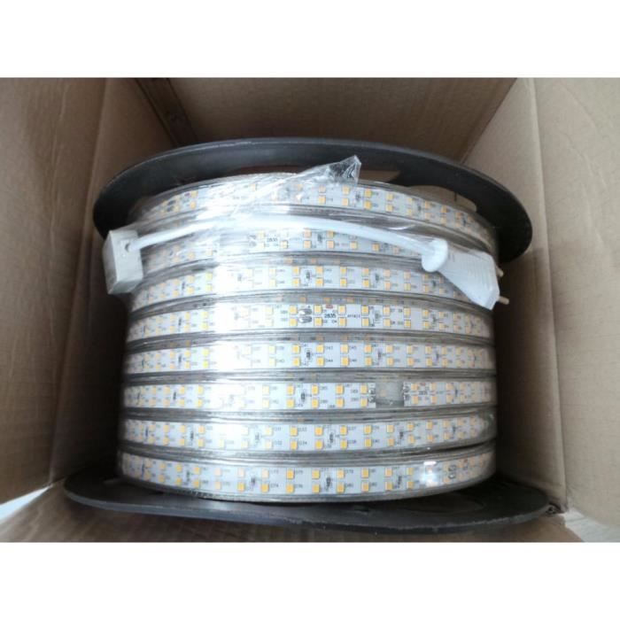 Ruban LED 50m(IP68)recouplable 3200Lm/m blc froid+bouchon+connectique