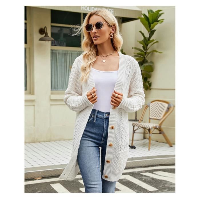 Pull cotelé avec col perlé blanc pour femme | Maje