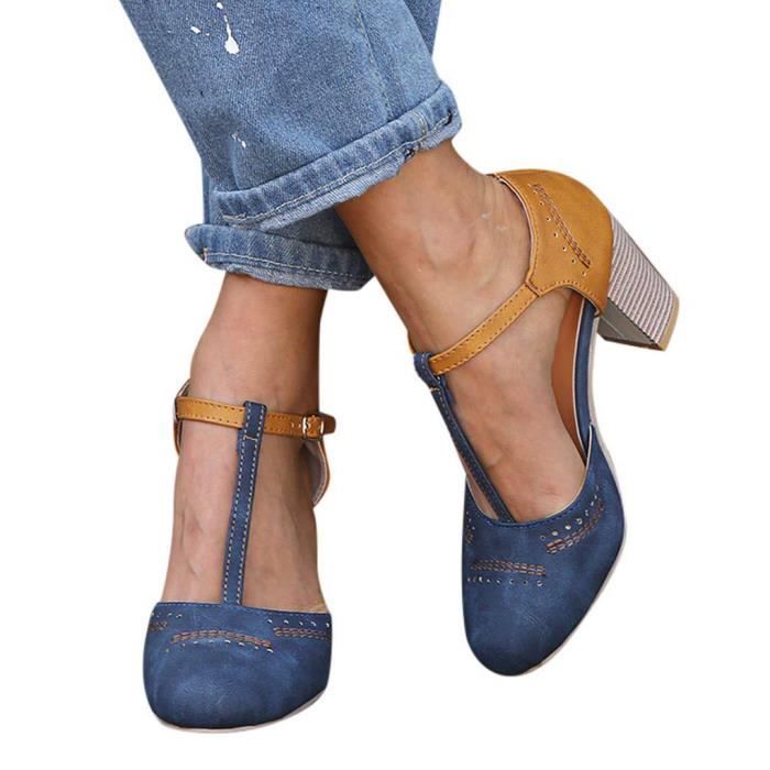 chaussure talon carré bout fermé