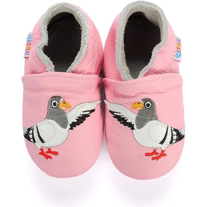 Chaussures Bebe Chaussons Bebe Chaussons Cuir Souple Premiers Pas Bebe Fille Garcon Chaussures Rose Cdiscount Chaussures