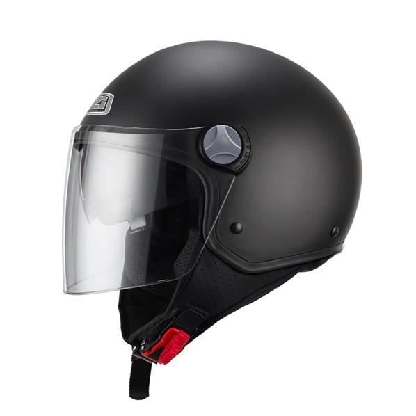 Casque Jet Moto Scooter - Certifié ECE 22-06 - Noir Mat Rouge - Taille S (55-56cm)