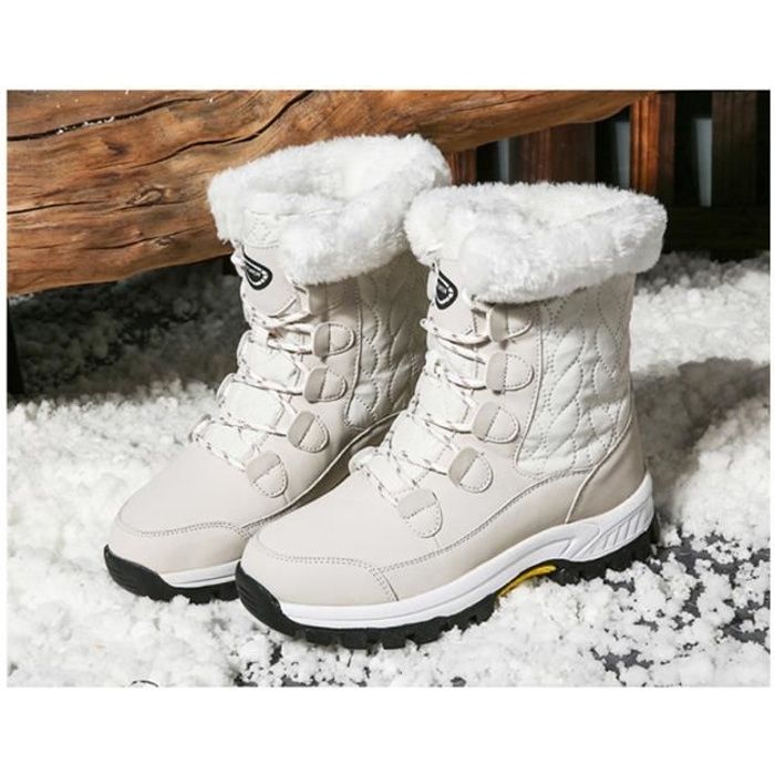 Botte,Bottes de neige à semelle antidérapante pour femme, chaussures  chaudes en peluche, à mi-mollet, à la mode - Blue grey WBO265 Blanc -  Cdiscount Chaussures