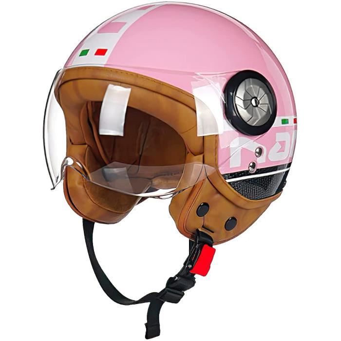 Casque Moto Demi-Jet Homme - ECE Homologué - Visière Anti-Rayure