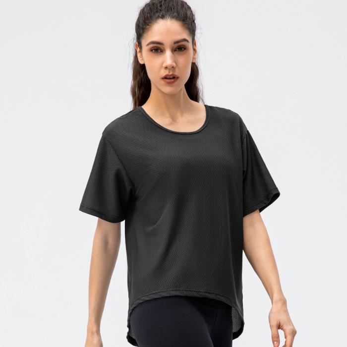 Kontakt - T-shirt crop de sport femme décolleté manches courtes - Noir -  Drest