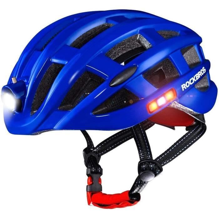 casque de vélo adulte rockbros - étanche et antichoc - lampe usb rechargeable - bleu