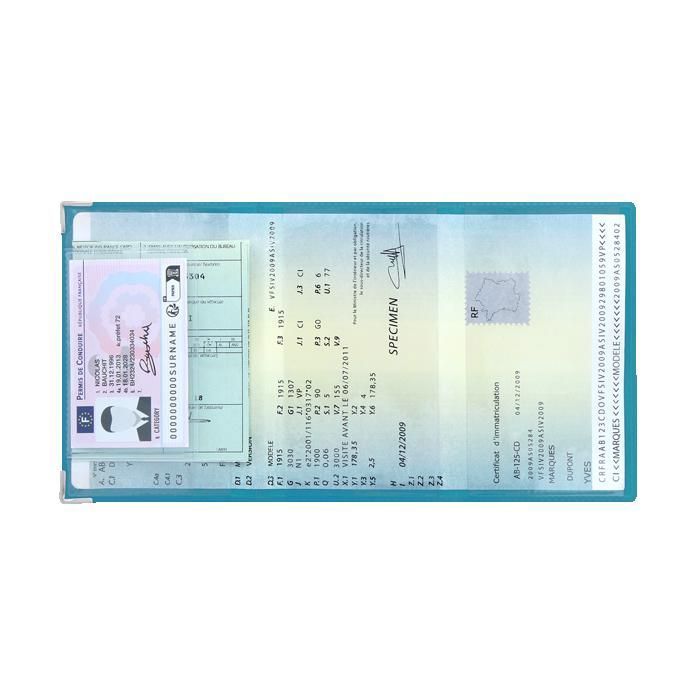Porte-Papiers Voiture Color Pop Paris – Etui Carte Grise + Permis – PVC Bleu Foncé Motif Notre Dame – Fabriqué En France
