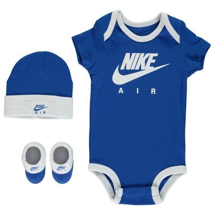 Coffret Cadeau Bebe Nike Air Max Ensemble vetement Body Bonnet et Chaussons Bleu Royal de la naissance au 6 mois Body a col rond Cdiscount Puericulture Eveil bebe
