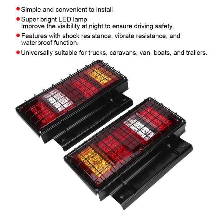 Feux Arrière Remorque LED AOHEWEI - 12V/24V - Étanches Et Super Lumineux - Clignotant, Stop, Antibrouillard - Lot De 2