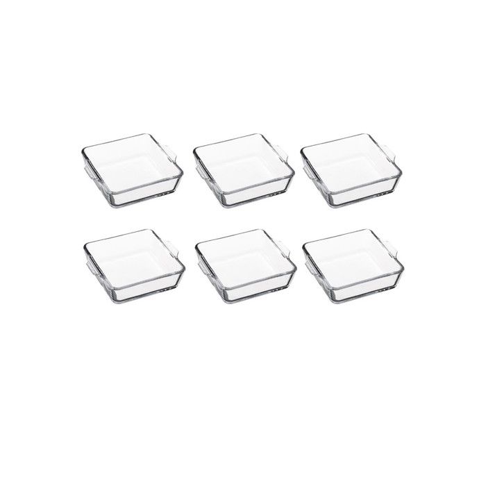 Lot de 6 Mini-Plats Carrés en Verre 15cm Transparent Lot de 6 Mini-Plats Carrés en Verre 15cm Transparent