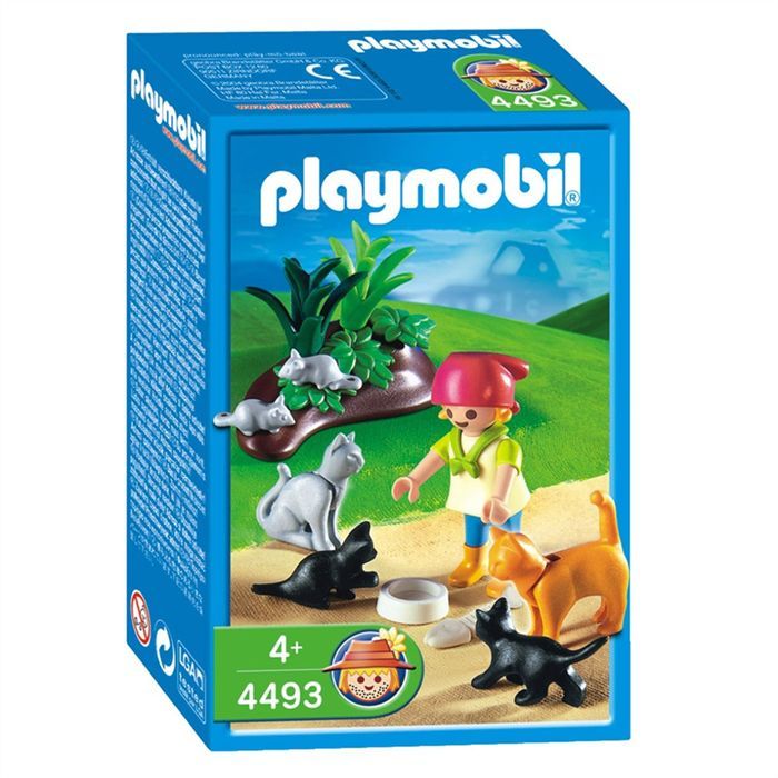 Famille de chats avec femme et enfant Playmobil