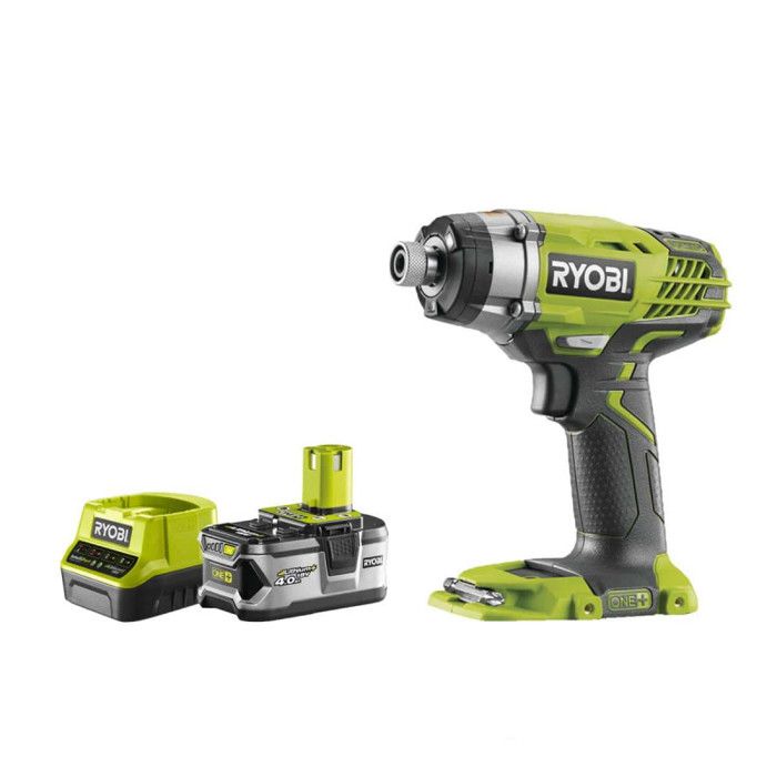 Pack RYOBI Visseuse à choc 18V One+ R18ID3-0 - 1 batterie 4.0Ah - 1 chargeur rapide 2.0Ah RC18120-140