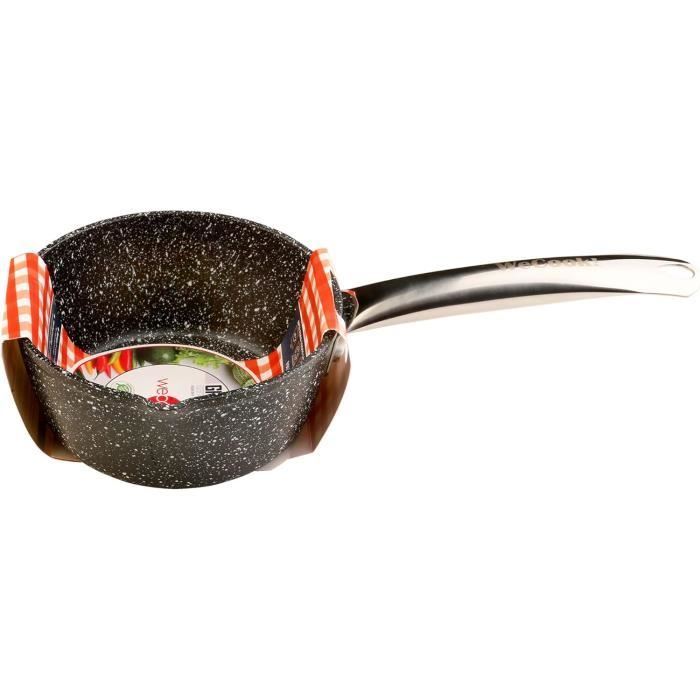Techwood Casserole Faitout 20cm Aluminium Forgé Revêtement Marbré Anti-adhérent - Induction