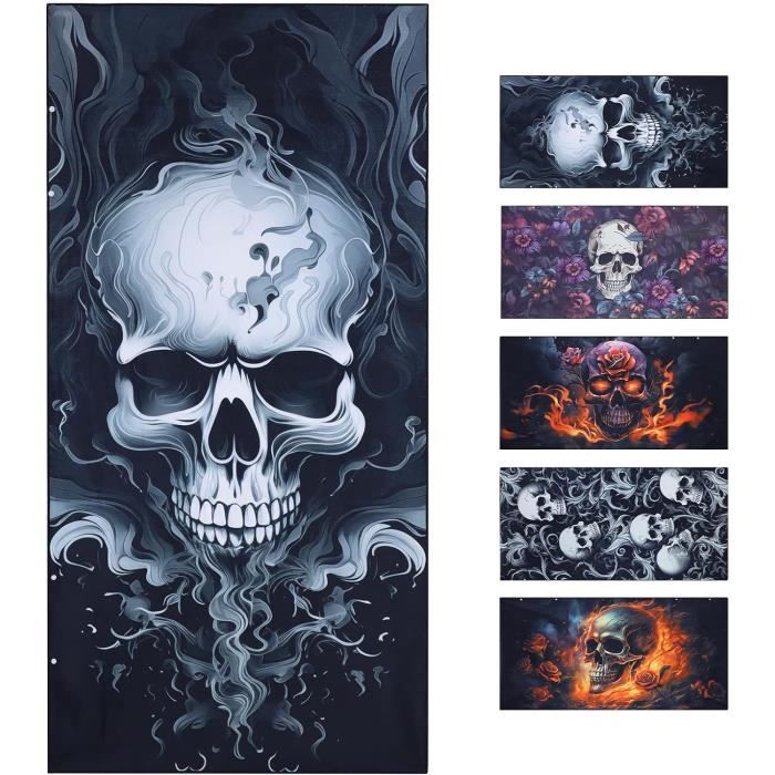 Serviette De Plage Microfibre Tête De Mort 70x150cm - Séchage Rapide Et Légère
