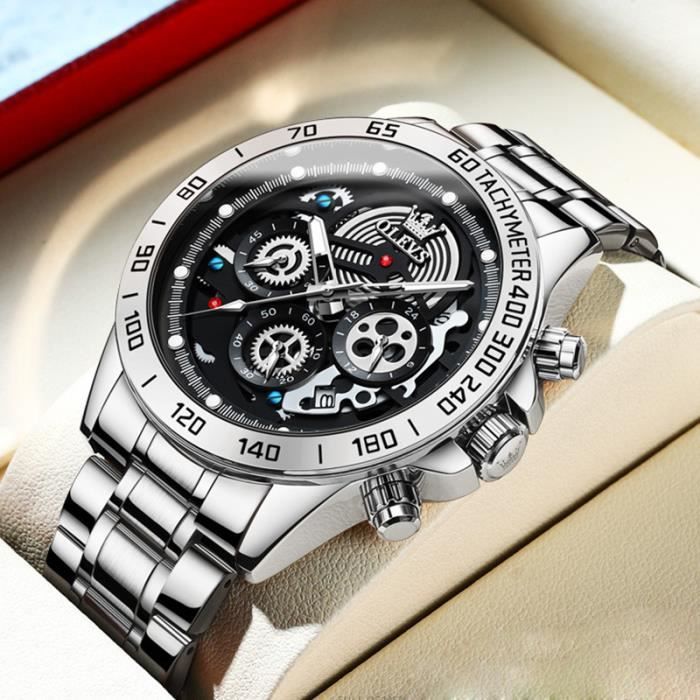 Montre Trias Accapella Automatique Homme - Cadran Squelette, Calendrier, Cuir Noir - Neuf étiqueté