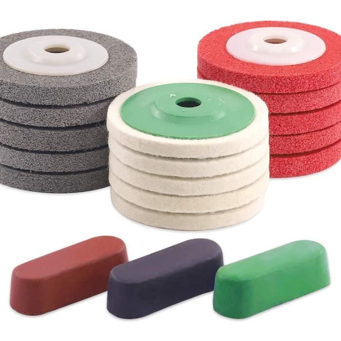 Lot De 5 Disques De Polissage En Feutre 125 Mm – Pour Meuleuse D’angle – Ponçage Et Finition