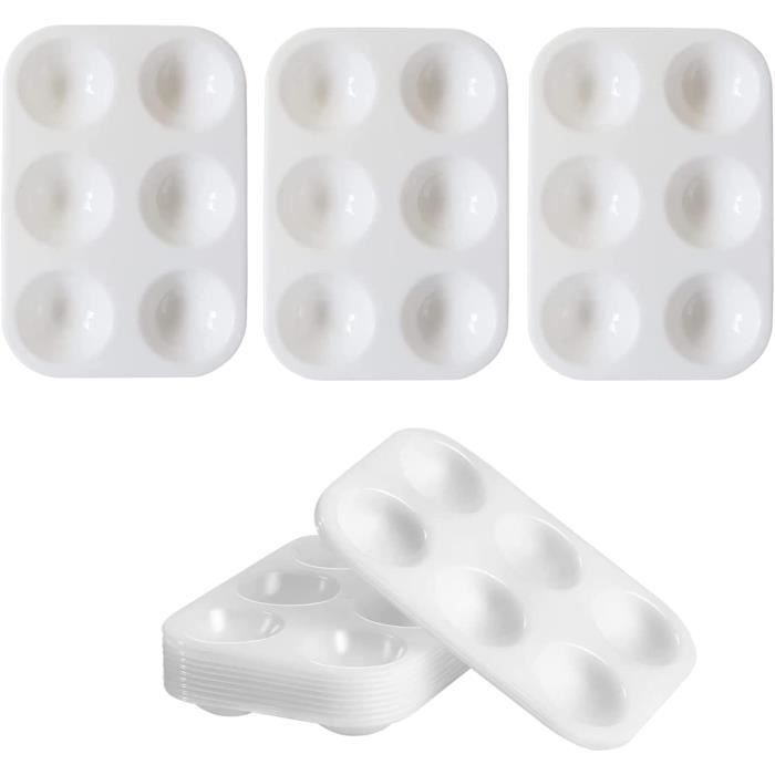 Set De 18 Puits à Peinture – Plateau Palette Forme Fleur Blanche (6 Palettes)