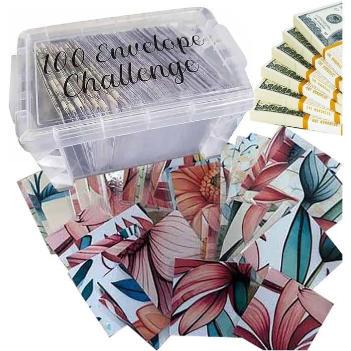 Mokassy Classeur 100 Enveloppes Challenge Épargne - Économisez 5050 € Facilement - Édition Saint-Valentin Violette