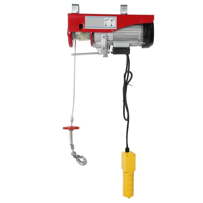 Treuil Électrique 800 Kg 1300W - Palan Avec Câble 12m, Arrêt D'Urgence Et Freinage Automatique