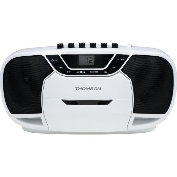 THOMSON RK101CD - Lecteur Radio CD Portable - MP3, Cassettes - Blanc