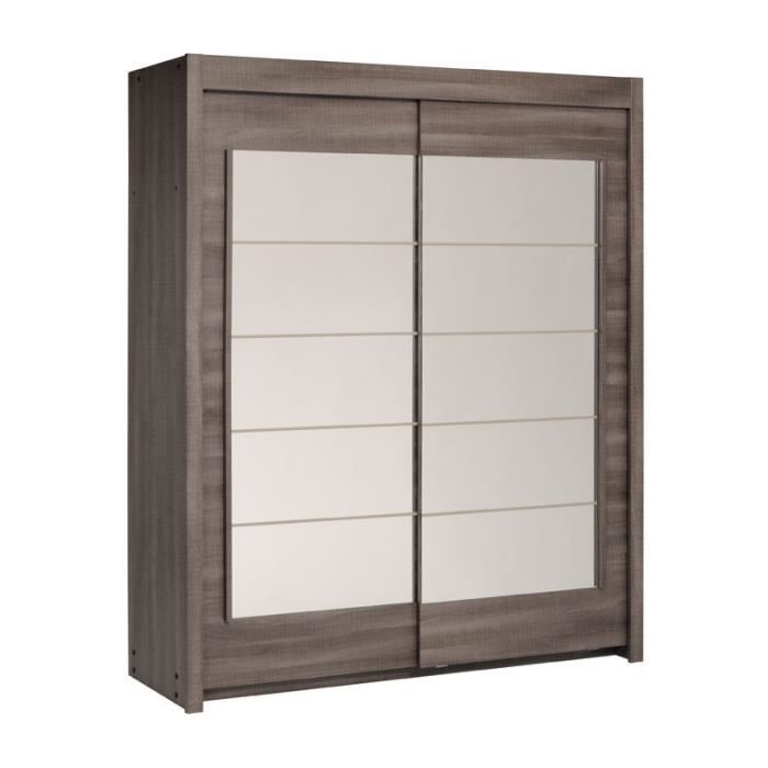Armoire dressing 2 portes coulissantes Chêne Gris SLEEP L 181 x l 61 x H 217 cm Cdiscount