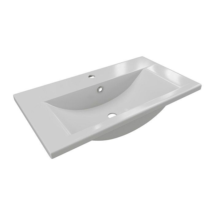 Vasque de salle de bain semi-encastrée rectangle en céramique - 715 cm - Blanc - YASMAC II