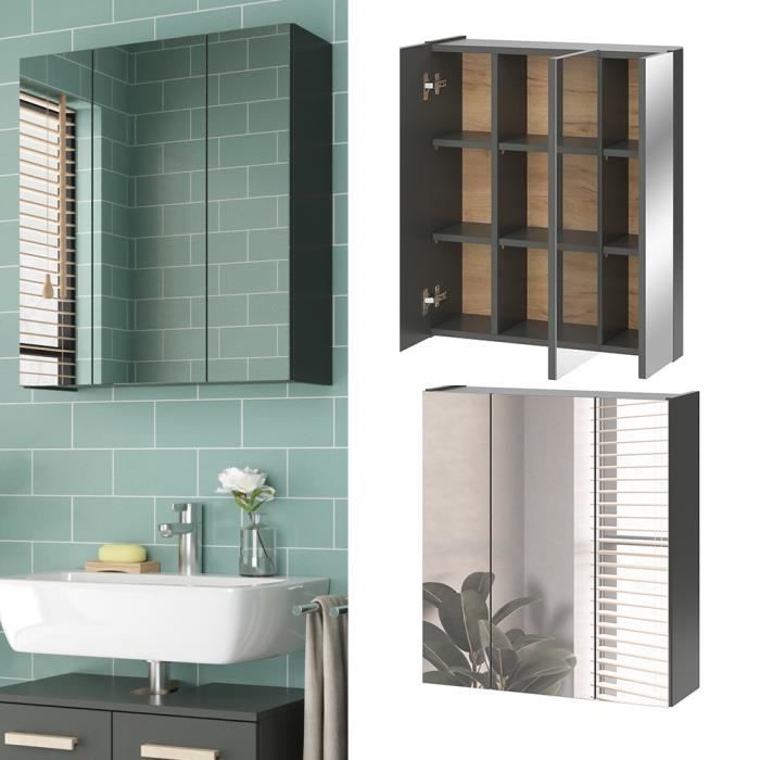 Armoire de toilette Vicco Hans anthracite Cdiscount Maison