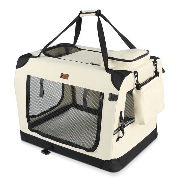 Meilleurs prix pour Sac de transport pliable pour chien et chat - VOUNOT - 70x52x52cm - Beige - Extérieur - Polyester   Métal
