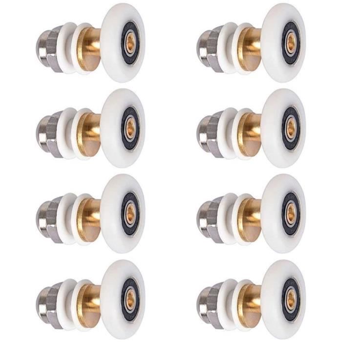 Lot 8 Roulettes Porte Douche 19mm - Galets Ajustables Double Rouleau Pour Cabine Salle De Bain