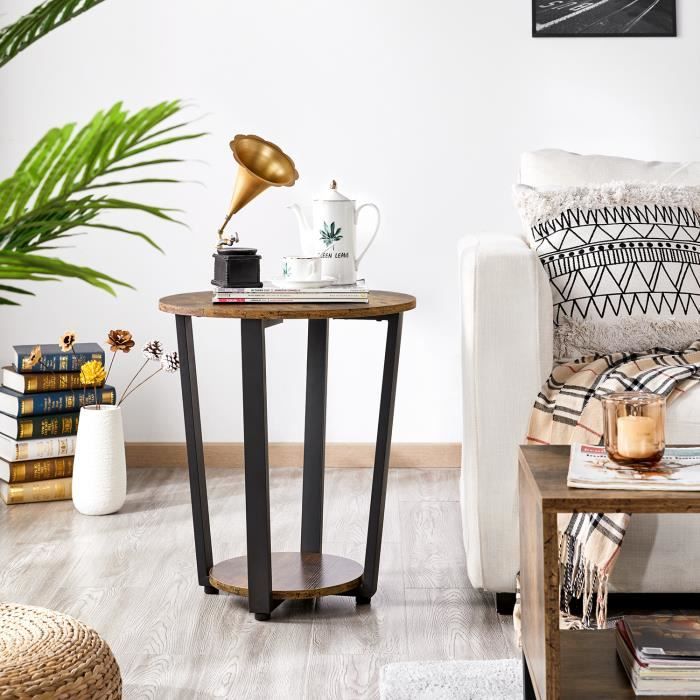 Table D'appoint Design En C - Table Basse Vintage 21x30x53cm Pour Canapé Ou Lit