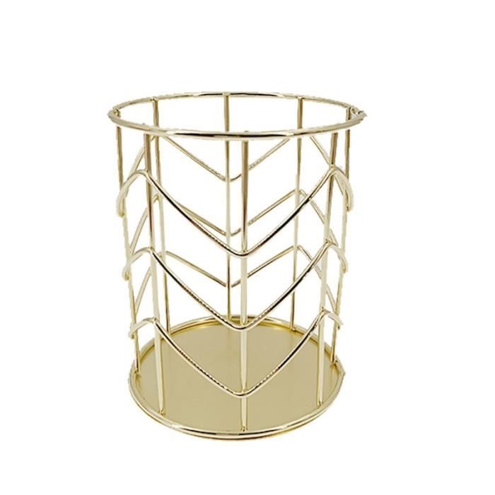 Pot Organisateur Pour Pinceaux De Maquillage - Doré Transparent, Compact, Rangement Pratique Pour Cosmétiques Et Petits Outils